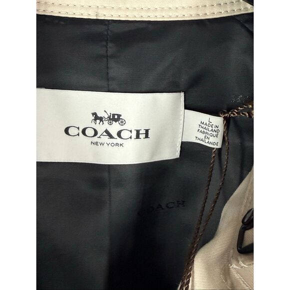 Coach Women Solid Short trench coat 29" length color porcelain size large NWT - Picture 8 of 16